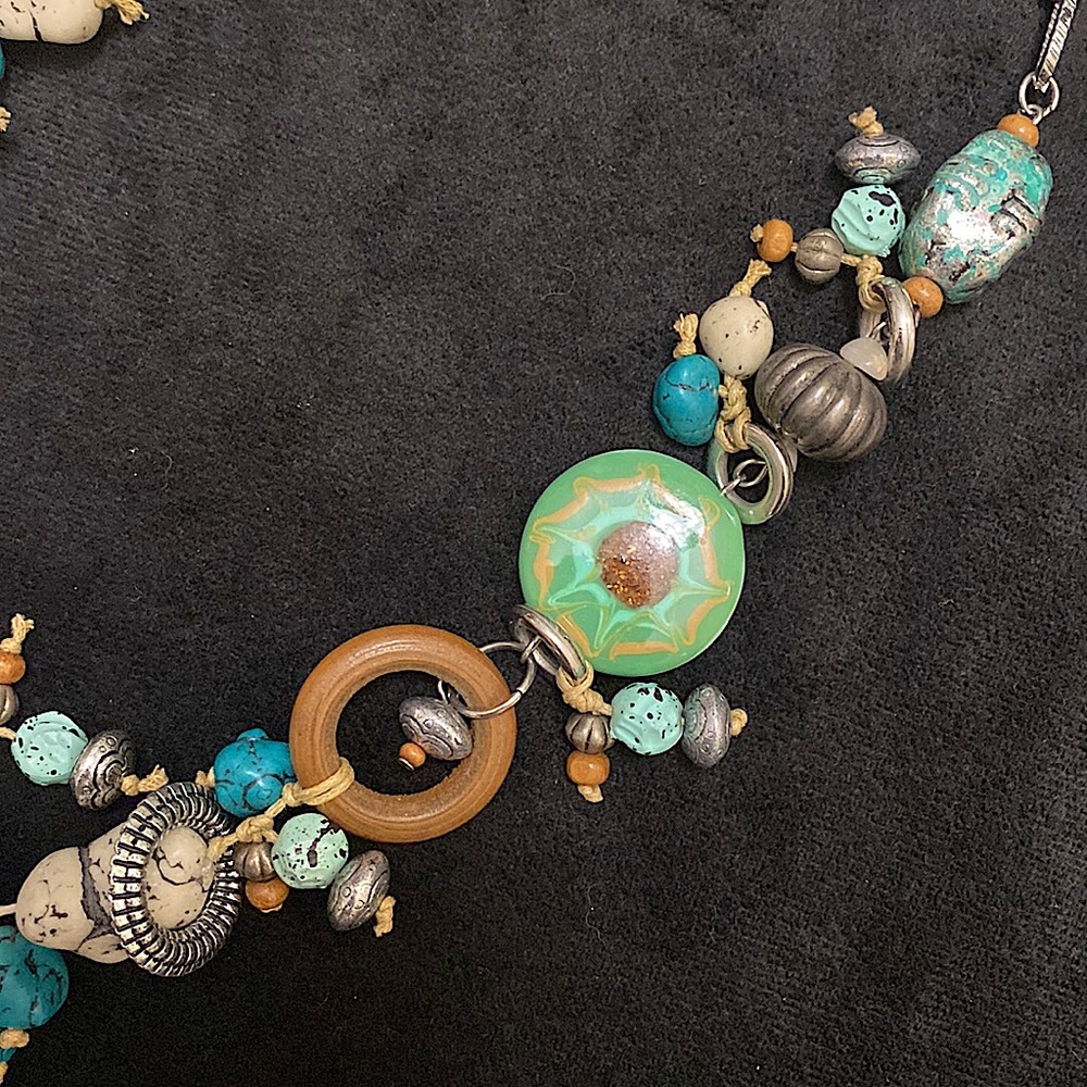 Boho Beaded + Turquoise Statement Necklace - image 6